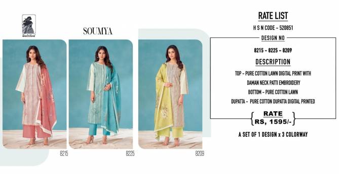 Soumya By Sahiba Digital Printed Pure Cotton Dress Material Wholesale Market In Surat